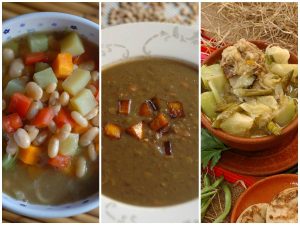 Tres sopas salvadoreñas que reconfortan: minestrone con vegetales frescos, sopa de lentejas con plátano frito y la tradicional sopa de res criolla, llena de sabor y tradición familiar.