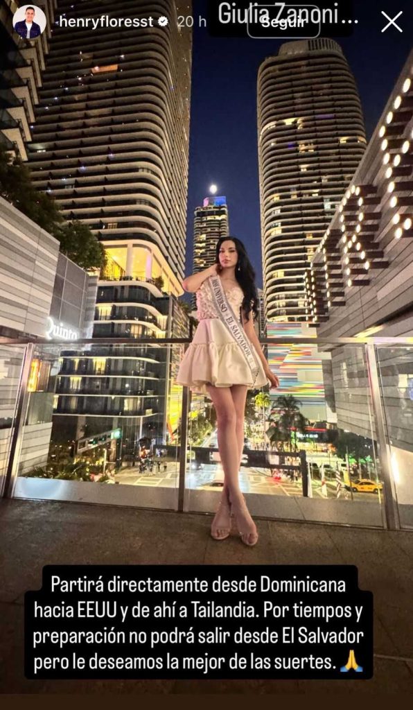 Henry Flores. alcalde de Santa Tecla, explicó por que la Miss Universe 2025 no salió de El Salvador. Foto IG Henry Flores