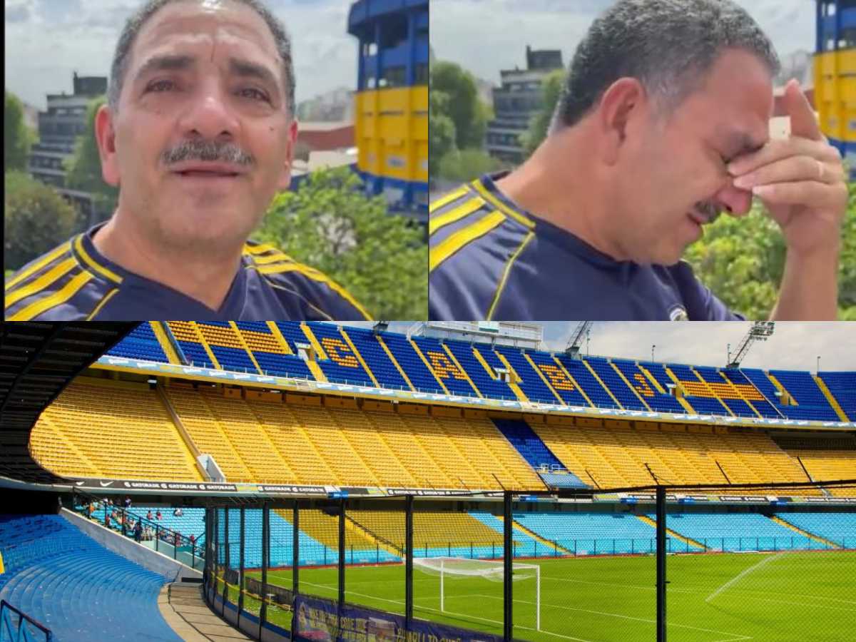 El hincha salvadoreño cumplió el sueño que esperó toda su vida: conocer La Bombonera, acompañado por su familia.