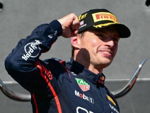 Festejo del piloto de Red Bull Racing, Max Verstappen, tras ganar el Gran Premio de Austin, Estados Unidos. / AFP