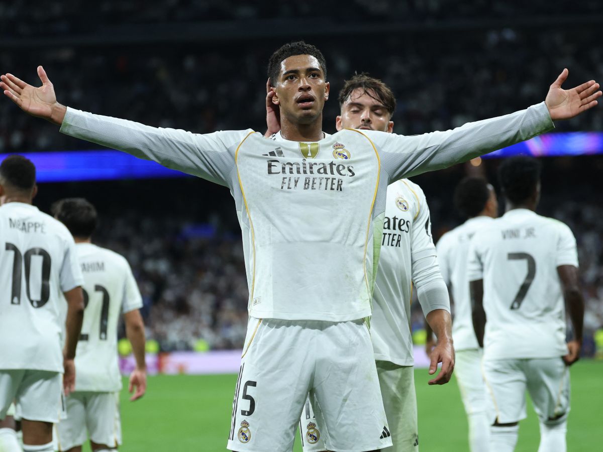 Jude Bellingham celebra su gol contra la Juventus en Champions League con el Real Madrid. Foto AFP