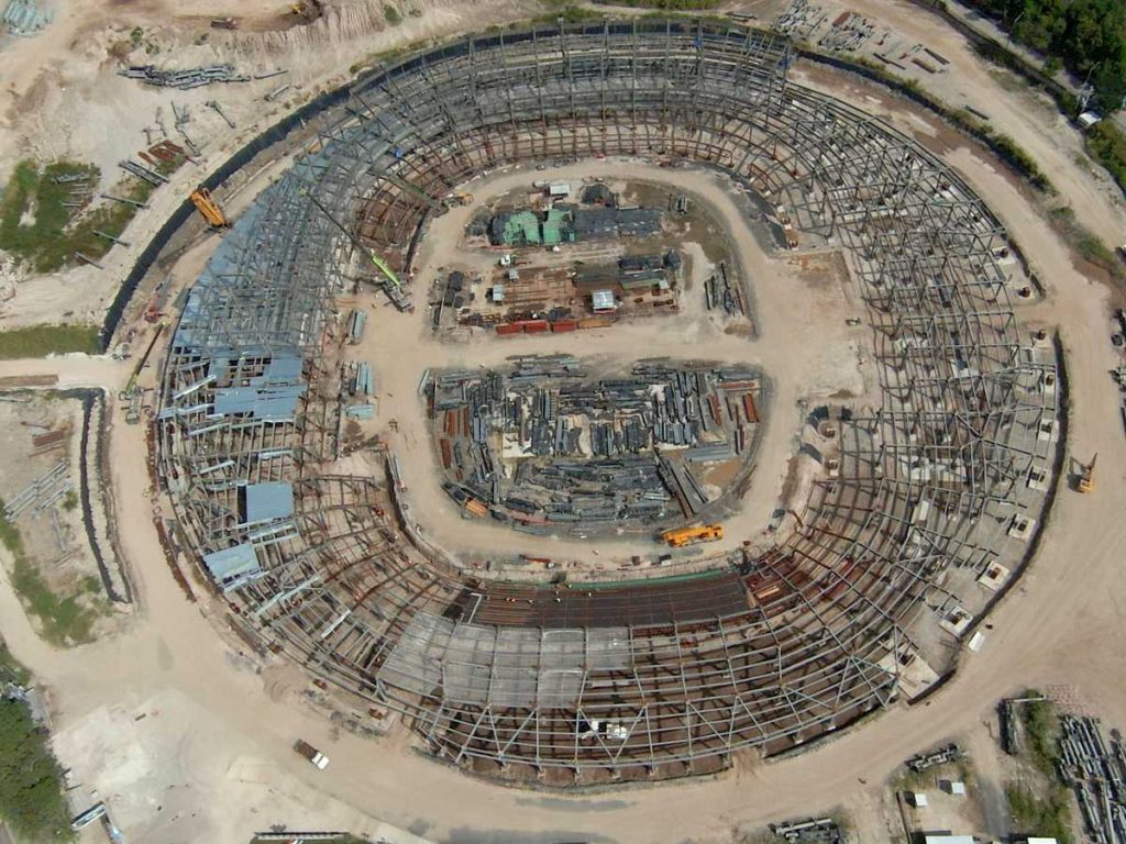 Así luce la construcción del nuevo Estadio de El Salvador. Foto Steven Anzora