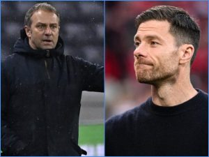 Hansi Flick (izq.) y Xabi Alonso (der.) se enfrentan en el clásico español. Foto elsalvador.com