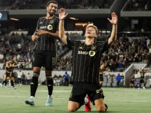 Nathan Ordaz celebra un gol con el LAFC. Foto Cortesía LAFC