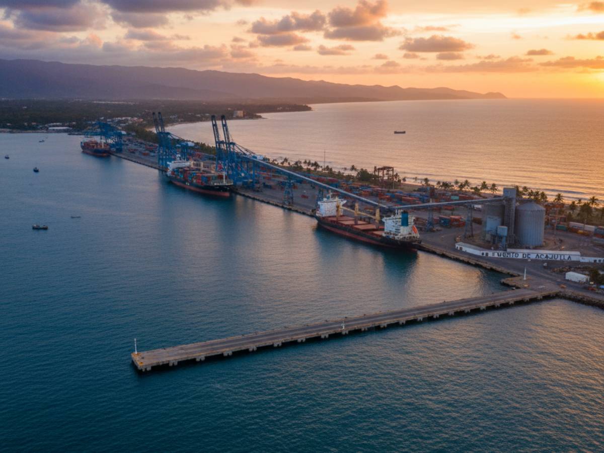 Personal portuario maniobra contenedores en el Puerto de Acajutla, que ya supera los 4.6 millones de toneladas movilizadas en 2024.