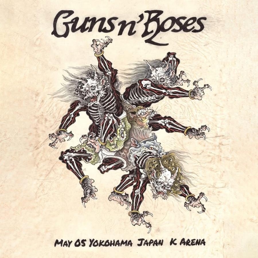 Inspirado en el arte clásico japonés, el afiche de Yokohama muestra esqueletos demoníacos al estilo de grabados antiguos, en una interpretación salvaje y culturalmente rica.