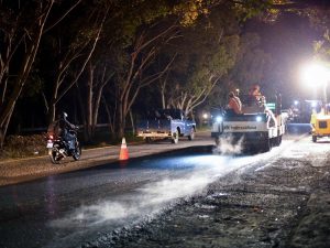 obras en carretera Panamericana, entre San Martín y Cojutepeque