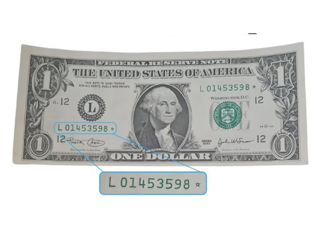 La estrella al final del número de serie identifica a los llamados “billetes sustitutos”.