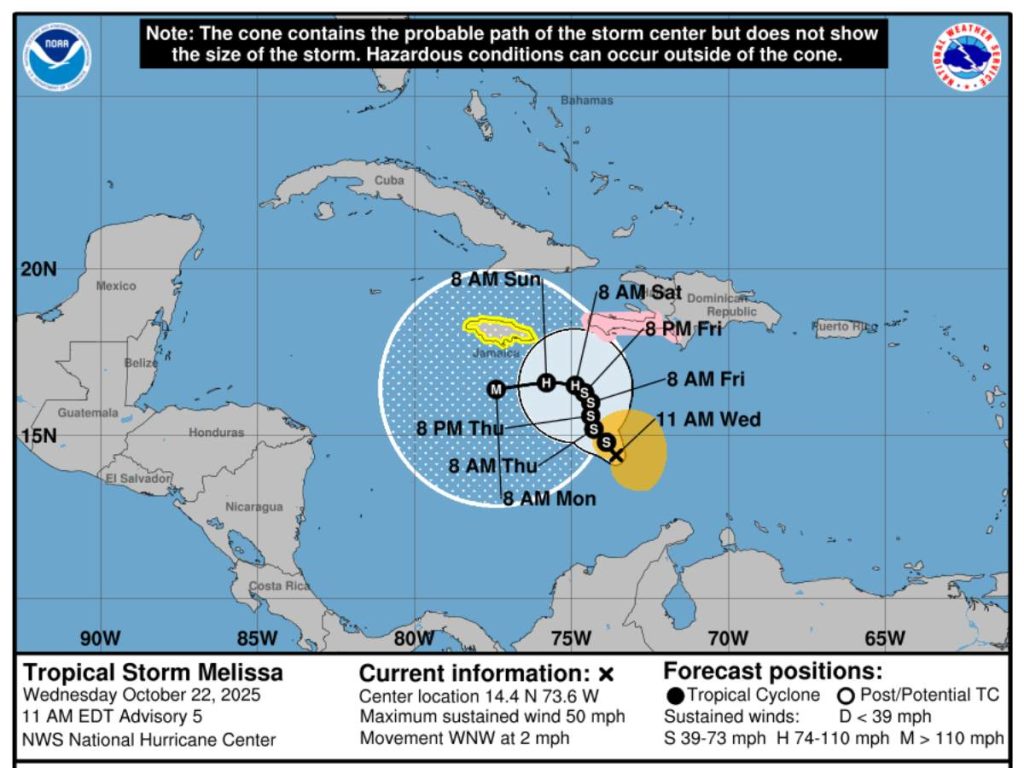 La tormenta tropical Melissa se ubica en el mar Caribe, pero su influencia alcanza al territorio salvadoreño.