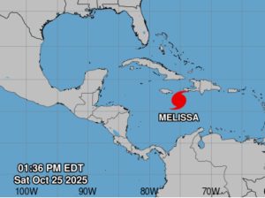 Melissa podría convertirse en huracán mayor en las próximas 24 horas.