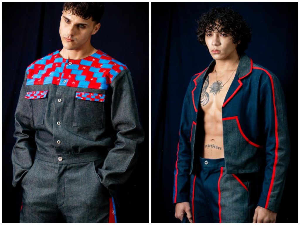 Modelos lucen la propuesta *Brío Marino* de Marcela Salles, una colección que combina texturas, denim y tonos oceánicos con un mensaje de fuerza y renovación.