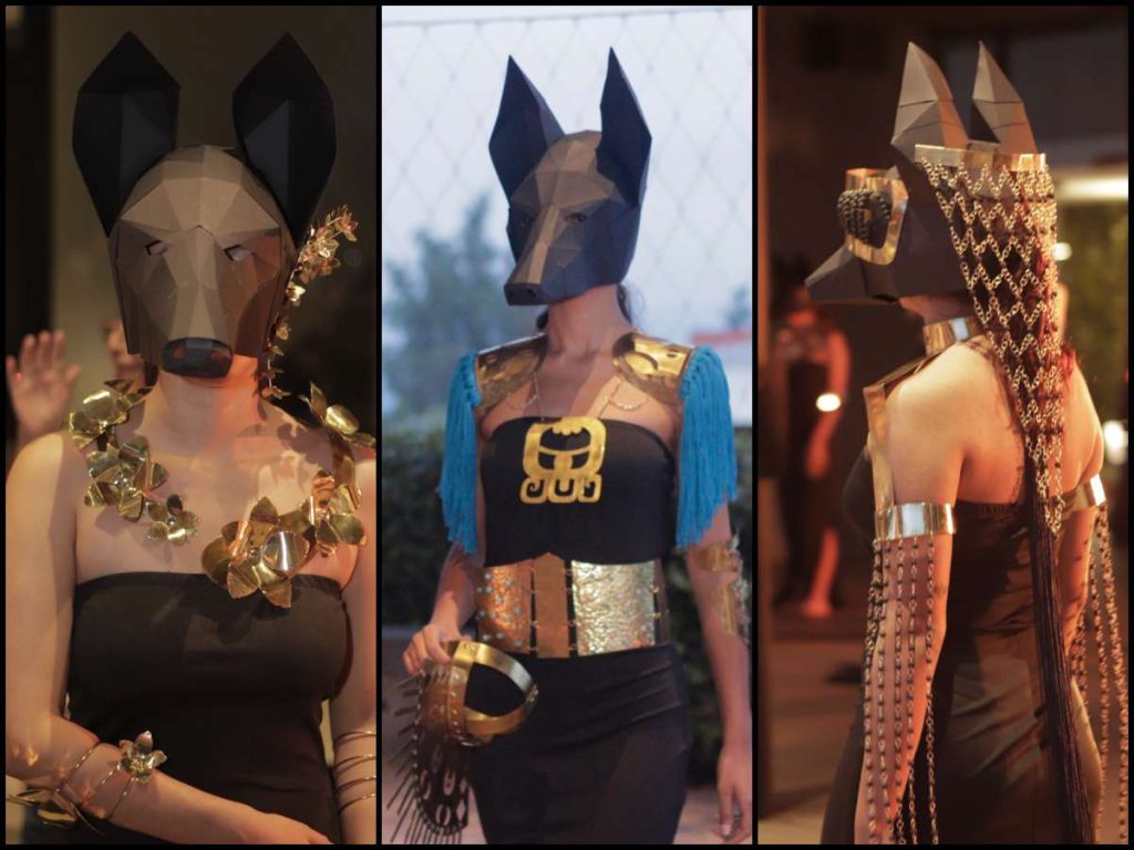 Diseños de Clara Hernández, Fiorella Cestoni y Camila Henríquez, inspirados en raíces salvadoreñas y fuerza femenina, fusionan metal, textil y simbolismo ancestral.