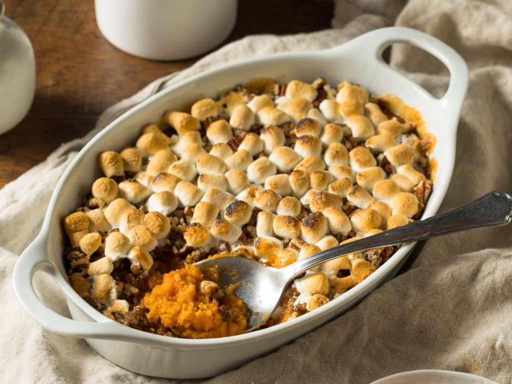 Puré de camote con malvaviscos. 