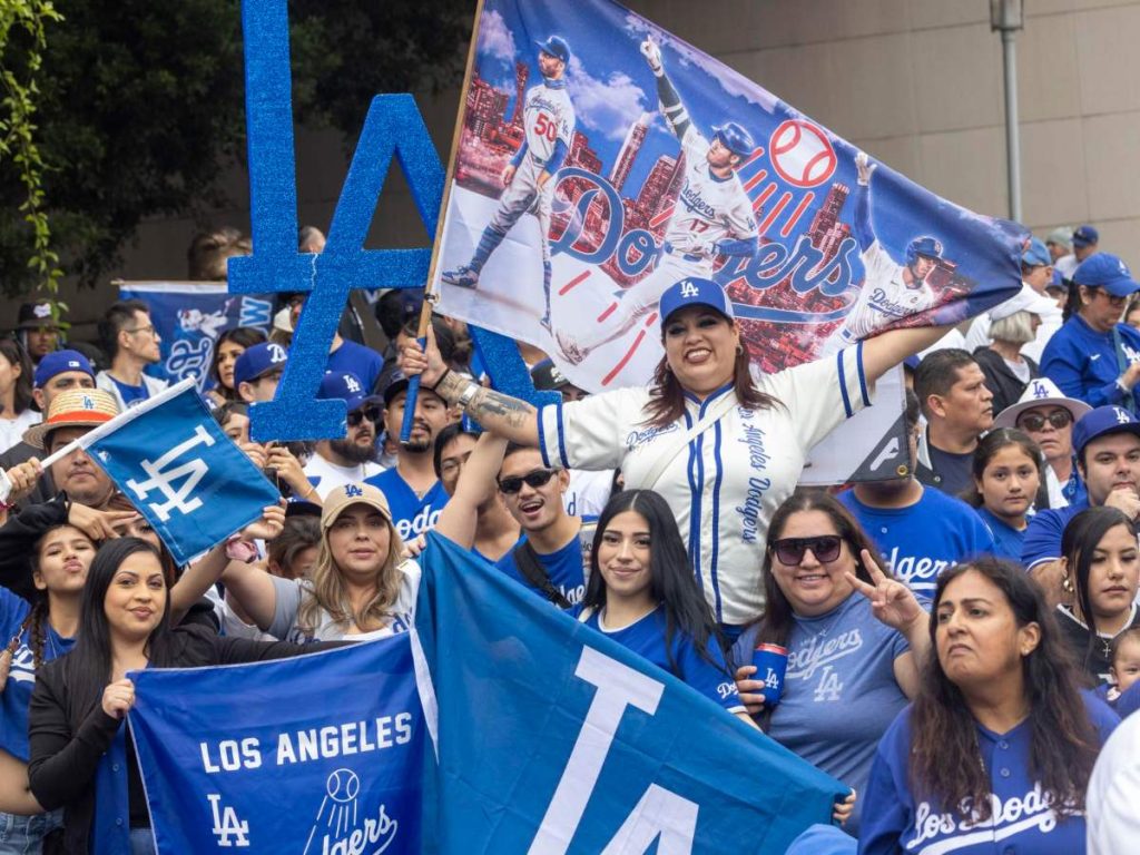 Los Dodgers celebraron la serie mundial en Los Angeles. Foto EFE