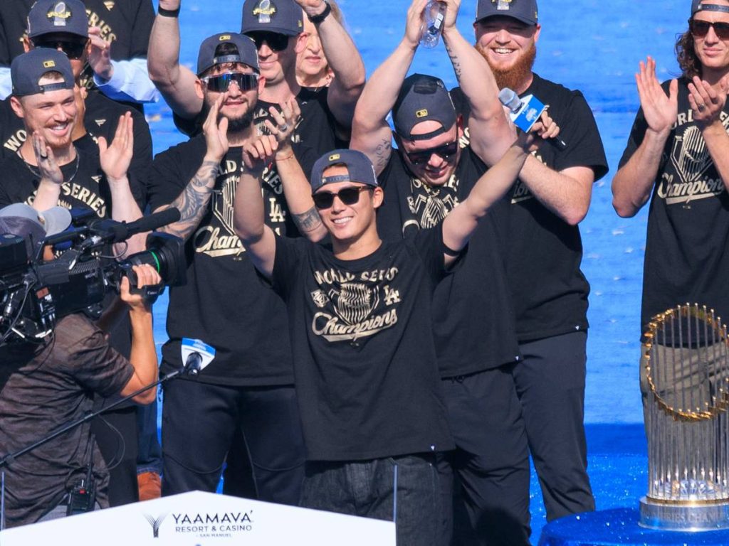 Los Dodgers celebraron la serie mundial en Los Angeles. Foto EFE
