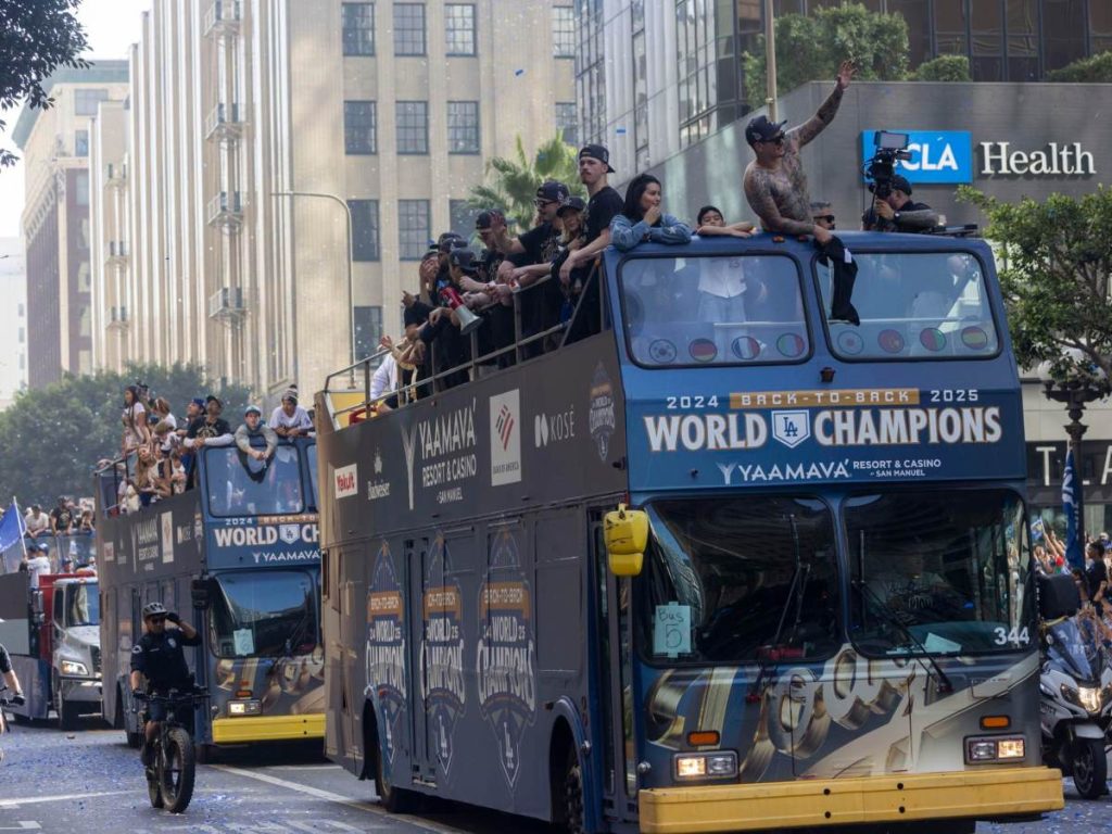 Los Dodgers celebraron la serie mundial en Los Angeles. Foto EFE