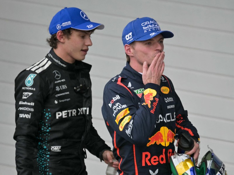 El piloto italiano Kimi Antonelli (Mercedes) fue segundo en el GP de Sao Paulo; el vigente campeón, el neerlandés Max Verstappen (Red Bull Racing), terminó tercero. / Foto AFP