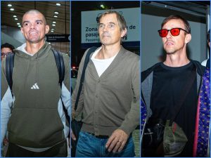 Pepe, Cocu y Guti listos para el partido de leyendas del Real Madrid y Barcelona. Foto elsalvador.com