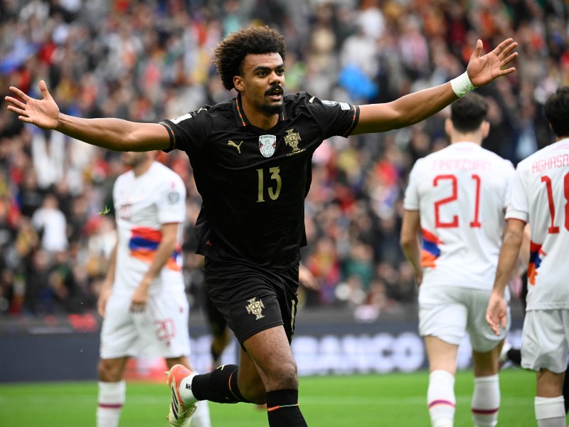 Renato Vega abrió la cuenta para Portugal en la goleada sobre Armenia. / Foto AFP