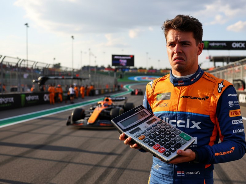 Lando Norris debe asegurar podio en Abu Dabi para no tener que usar la calculadora y hacer cuentas. El de McLaren acaricia su primer título mundial de F1. / Imagen generada por IA
