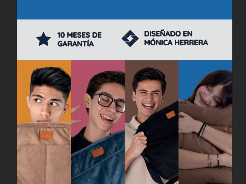 Integrantes de POWI presentan su producto, una funda multifunctional creada para brindar descanso y reducir el estrés en estudiantes y viajeros salvadoreños.