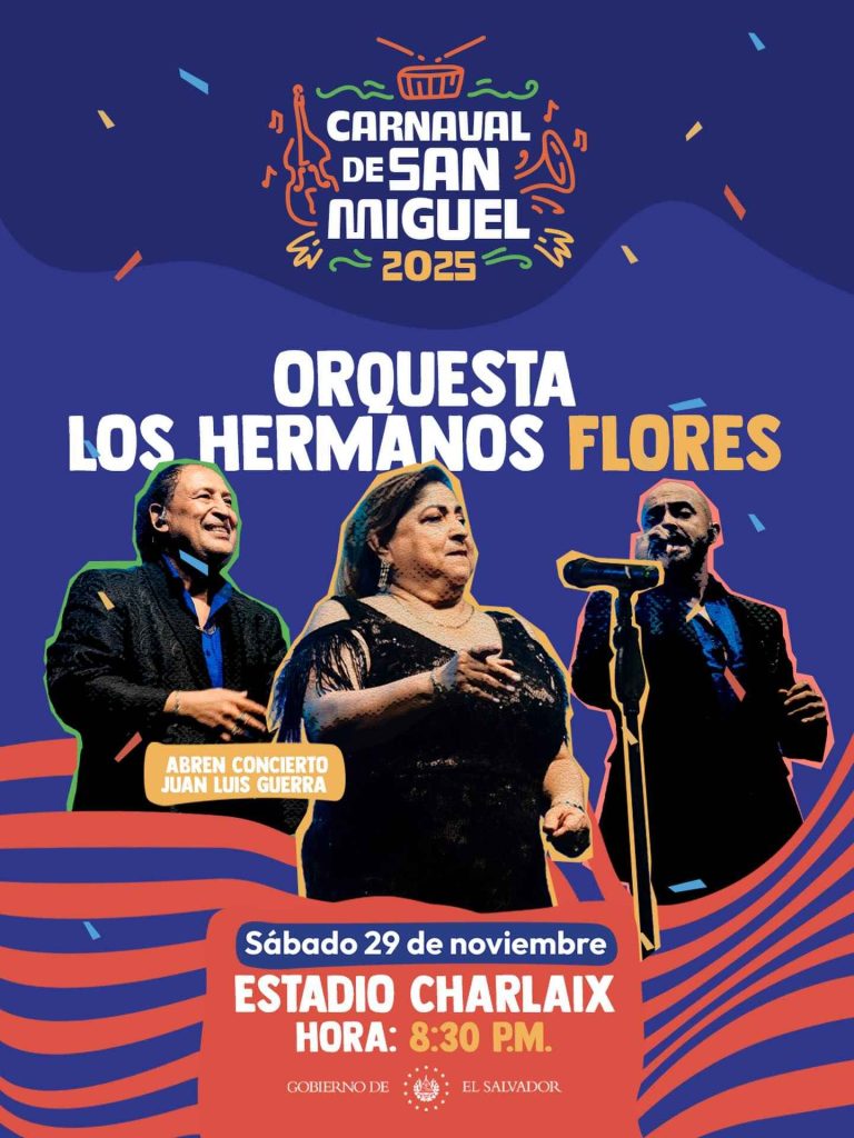 Afiche de los Hermanos Flores en el Carnaval de San Miguel. Foto elsalvador.com