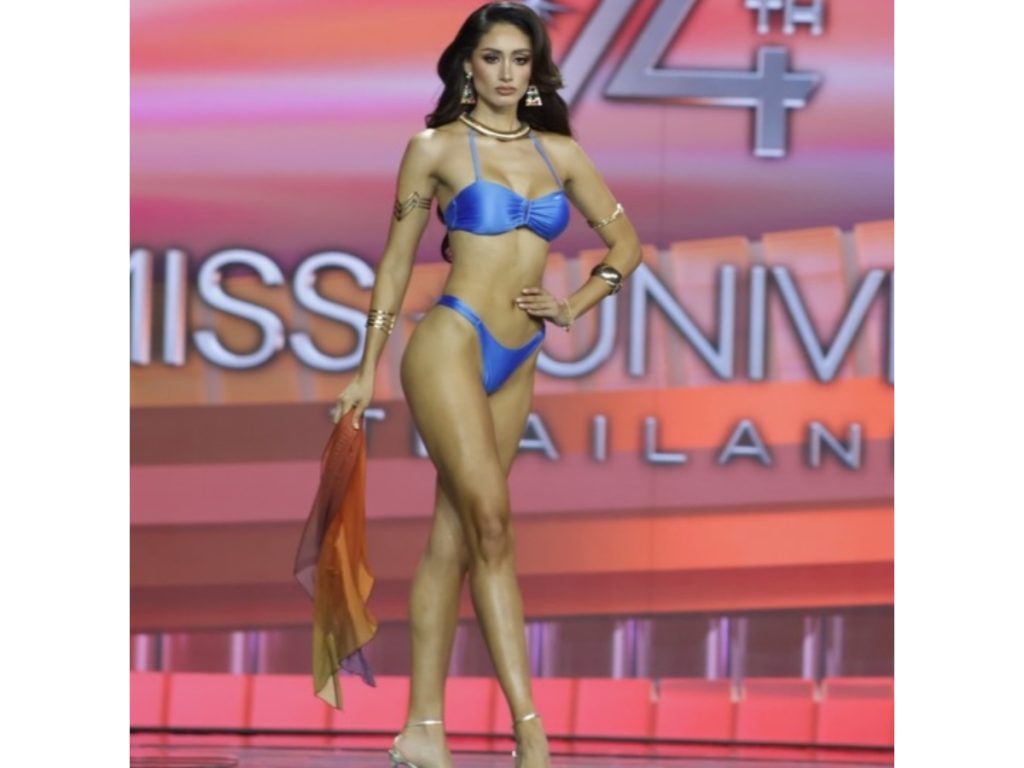 Raschel Paz, la candidata de Guatemala en su pasarela en traje de baño. Fotografía/ Miss Universe