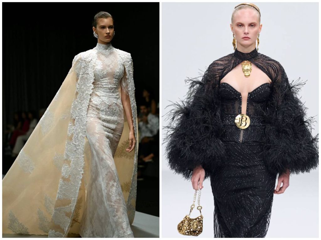 Diseños de la colección “El Sol y la Luna” de Erick Bendaña, presentados en Dubai Fashion Week 2025, donde el diseñador celebró la dualidad y la elegancia.