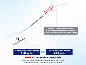 ANDA anuncia paso controlado y deficiencia de agua por trabajos en Sonzacate