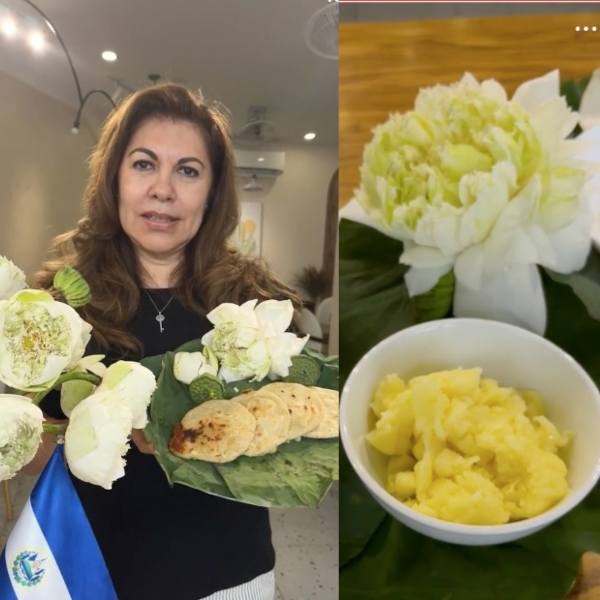 En Vietnam, Liz Fleming sorprende con una pupusa vegetariana de flor de loto, de textura suave y sabor floral, ideal para quienes buscan una versión ligera del platillo.
