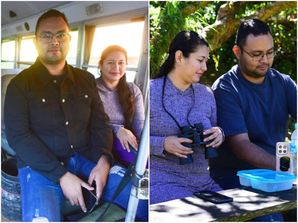 Manuel y Marilyn Jacobo, de Ciudad Real, Santa Ana, subieron caminando desde Río Chiquito tras una hora y media de ascenso. elsalvador.com