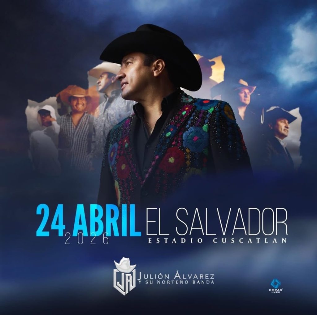 Julión Álvarez llegará al Estadio Cuscatlán con su Norteño Banda para una noche histórica en El Salvador. Imagen/ Concierto SV