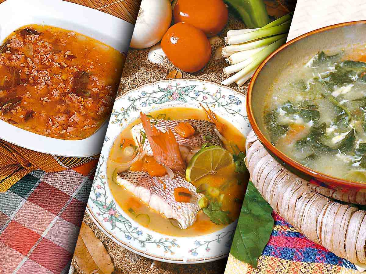 Claro, aquí tenés un pie de foto genérico para acompañar el collage de las sopas: Un recorrido por sabores caseros que alivian, reconfortan y nos devuelven el alma al cuerpo. Cinco sopas salvadoreñas con poder “levantamuertos”.