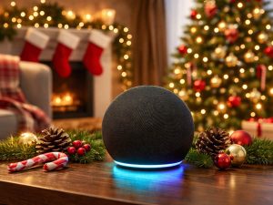 Alexa se suma al espíritu navideño y convierte el hogar en un espacio cálido, festivo y conectado, donde la tecnología acompaña cada momento en familia. / Imagen generada con IA
