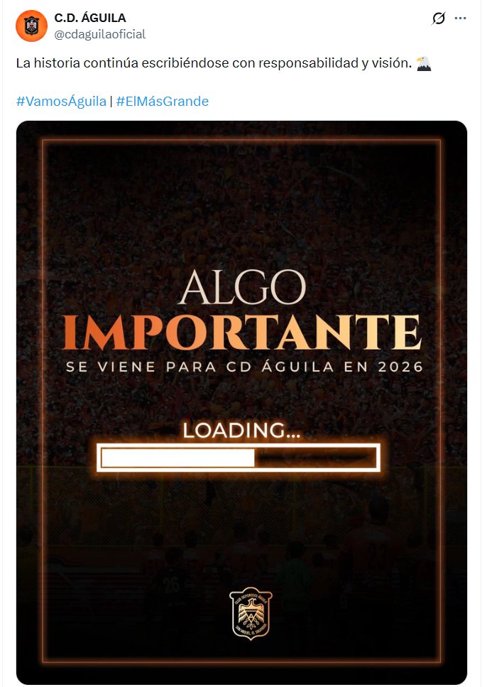 Mensaje publicado por C. D. Águila en su cuenta de X este 28 de diciembre de 2025. 