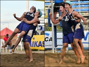 Yoel (2) y Christopher Guardado explotan de alegría tras vencer a la dupla de México en la final del Tour NORCECA 2025 en Nicaragua. / Foto vía INDES