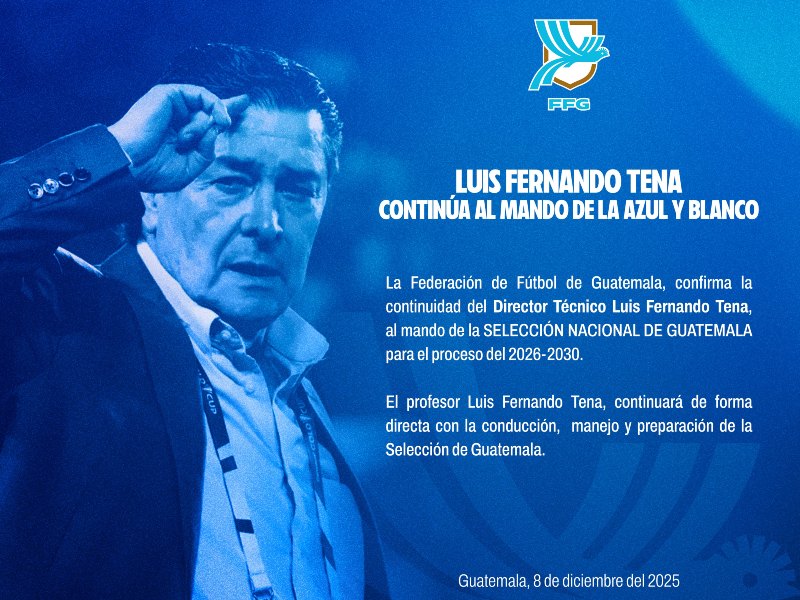 La FEDEFUT chapina confirmó la continuidad del "Flaco" Tena. / Foto cortesía