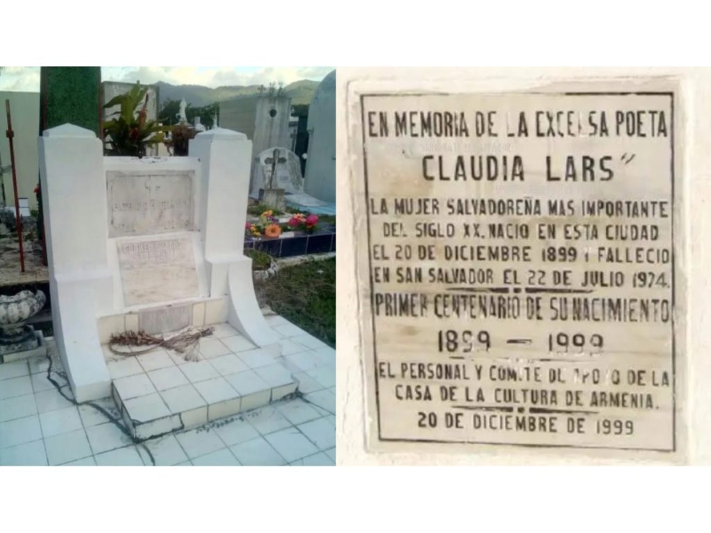 Tumba de la escritora en Los Ilustres. Placa de mármol, colocada en la fachada de la casa natal de Carmen Brannon. Desapareció tras la destrucción del inmueblea causa de los terremotos de enero y febrero de 2001. Fotografías/ cortesía Carlos Cañas Dinarte