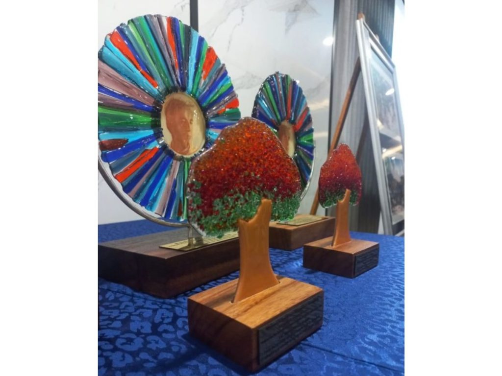 Galardones entregados a los homenajeados en la segunda edición del premio Valero Lecha. Fotografía/ cortesía