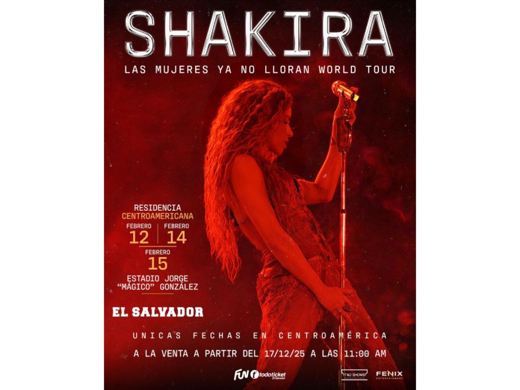 Shakira estará en El Salvador en febrero de 2026. Imagen/ Two Shows