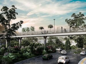 Diseño conceptual del puente ciclo-peatonal que se construirá en San Jacinto. Fotografía/ cortesía