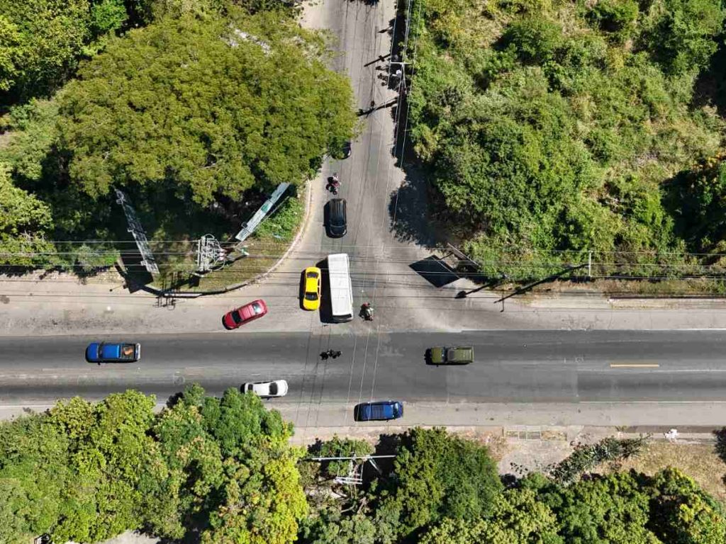 Vista aérea del punto donde iniciará el bypass de Apopa, sobre el kilómetro 13 de la carretera de Oro, entre las comunidades San Pablo y Los Elías.