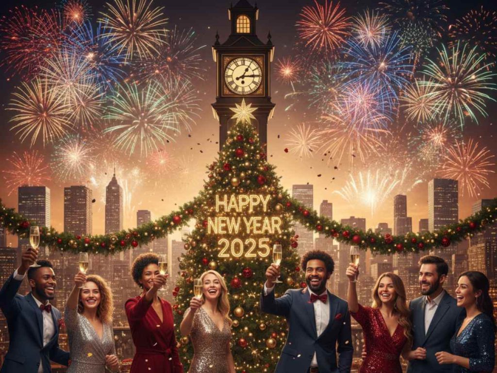 La bola de cristal desciende en Times Square marcando la medianoche, acompañada por una lluvia de confeti y un tributo a los 250 años de EE.UU.