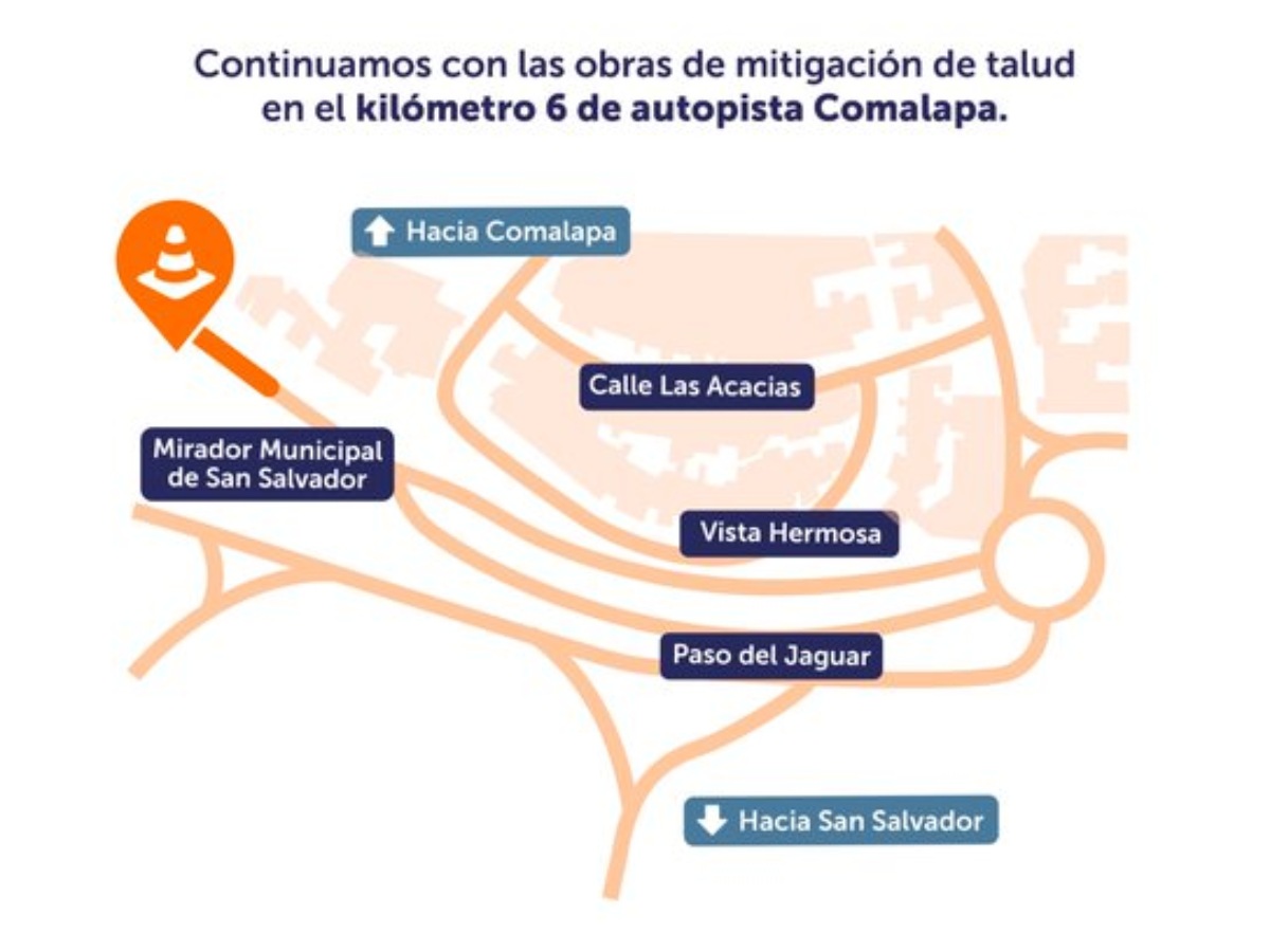 Paso restringido en autopista Comalapa por trabajos nocturnos de FOVIAL