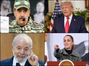 Arriba, los presidentes Nicolás Maduro (Venezuela) y Donald Trump (Estados Unidos). Abajo, los mandatarios Lula Da Silva (Brasil) y Claudia Sheinbaum (México). / Fotos Archivo