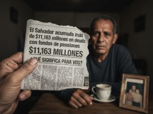 Trabajadores revisan sus estados de cuenta en una oficina de AFP en San Salvador, mientras crece la deuda estatal con los fondos de pensiones.