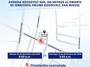 Circulación controlada en la Avenida Roosevelt Sur de San Miguel por reparación de fuga