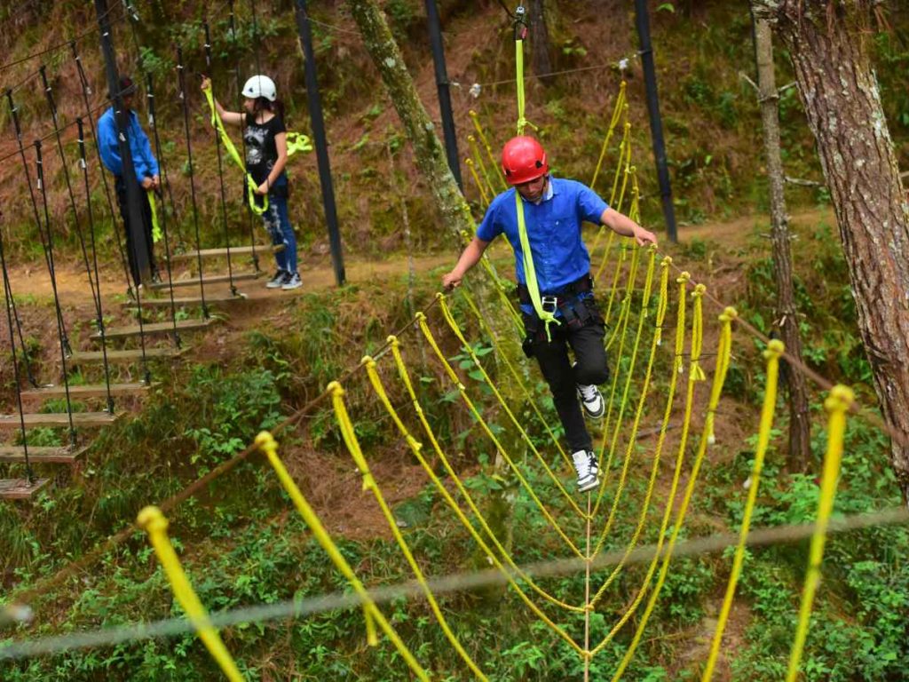 Columpios suspendidos y puentes en altura convierten la visita a Casa Grande en una experiencia de aventura inolvidable.