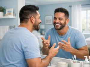 Tener plática con uno mismo puede ser señal de salud mental. / Imagen generada con IA