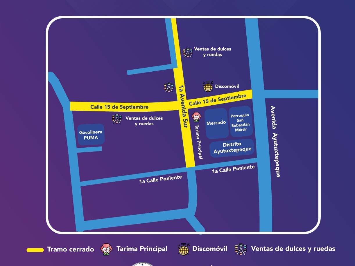 Estas son las calles cerradas por las fiestas patronales de Ayutuxtepeque